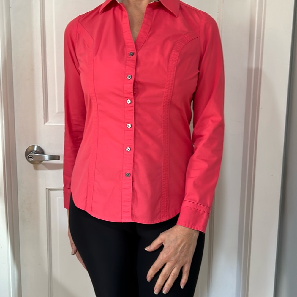 Express The Essential Shirt size small - coral, salmon long sleeve, button down